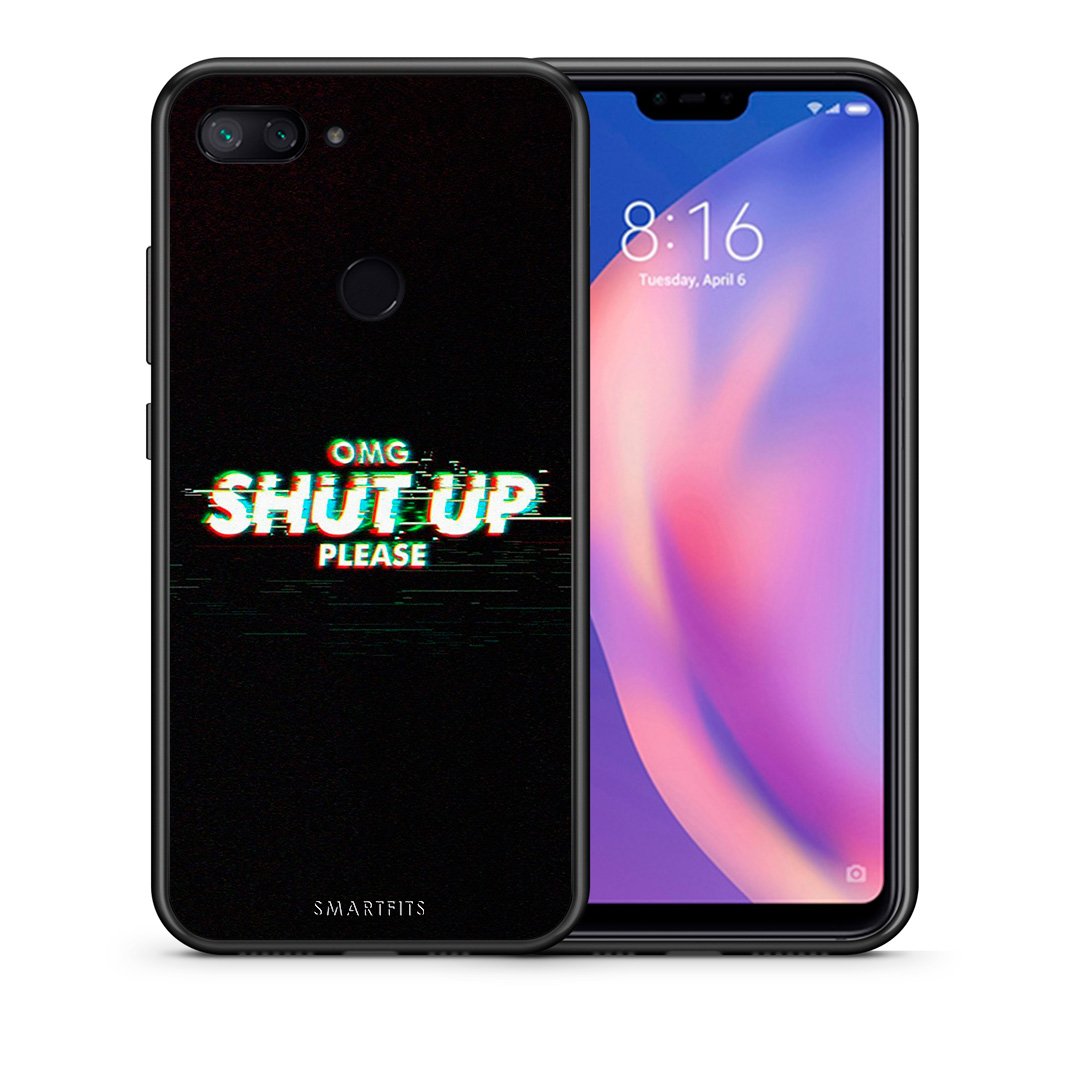 Θήκη Xiaomi Mi 8 Lite OMG ShutUp από τη Smartfits με σχέδιο στο πίσω μέρος και μαύρο περίβλημα | Xiaomi Mi 8 Lite OMG ShutUp case with colorful back and black bezels