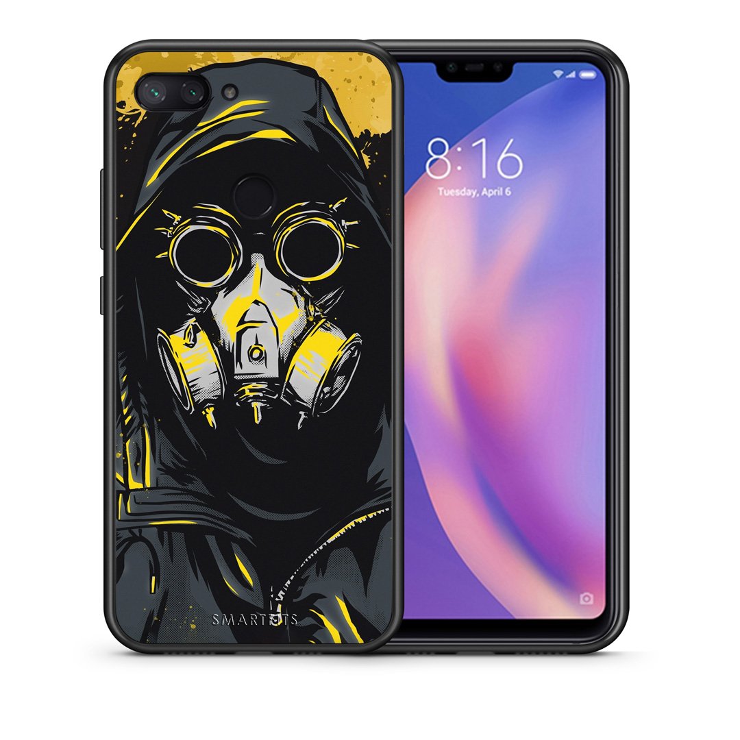 Θήκη Xiaomi Mi 8 Lite Mask PopArt από τη Smartfits με σχέδιο στο πίσω μέρος και μαύρο περίβλημα | Xiaomi Mi 8 Lite Mask PopArt case with colorful back and black bezels