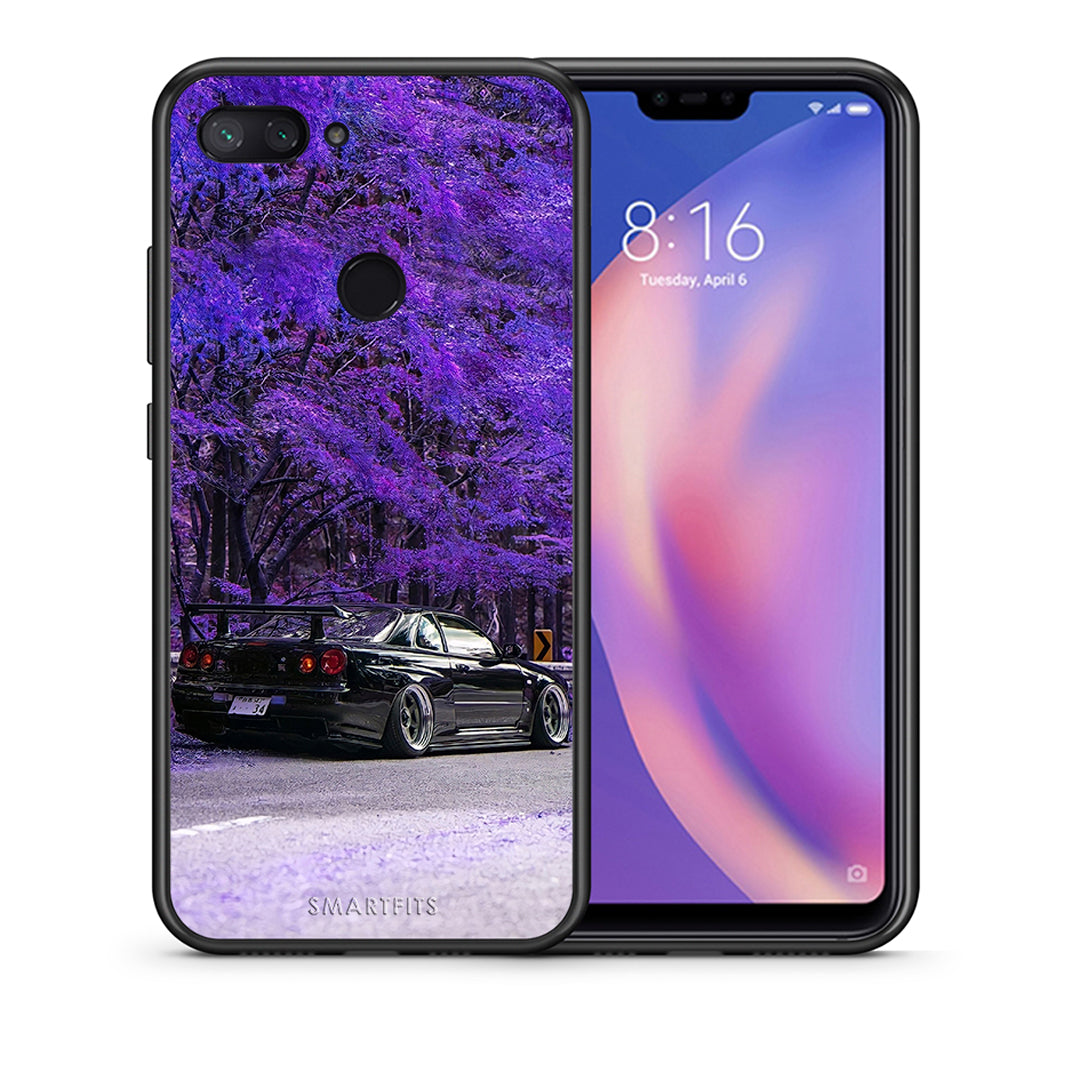 Θήκη Αγίου Βαλεντίνου Xiaomi Mi 8 Lite Super Car από τη Smartfits με σχέδιο στο πίσω μέρος και μαύρο περίβλημα | Xiaomi Mi 8 Lite Super Car case with colorful back and black bezels