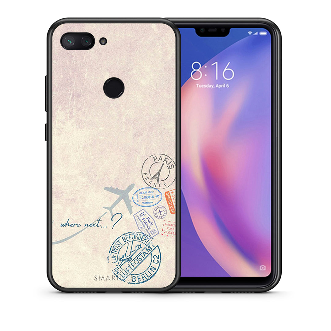 Θήκη Xiaomi Mi 8 Lite Where Next από τη Smartfits με σχέδιο στο πίσω μέρος και μαύρο περίβλημα | Xiaomi Mi 8 Lite Where Next case with colorful back and black bezels