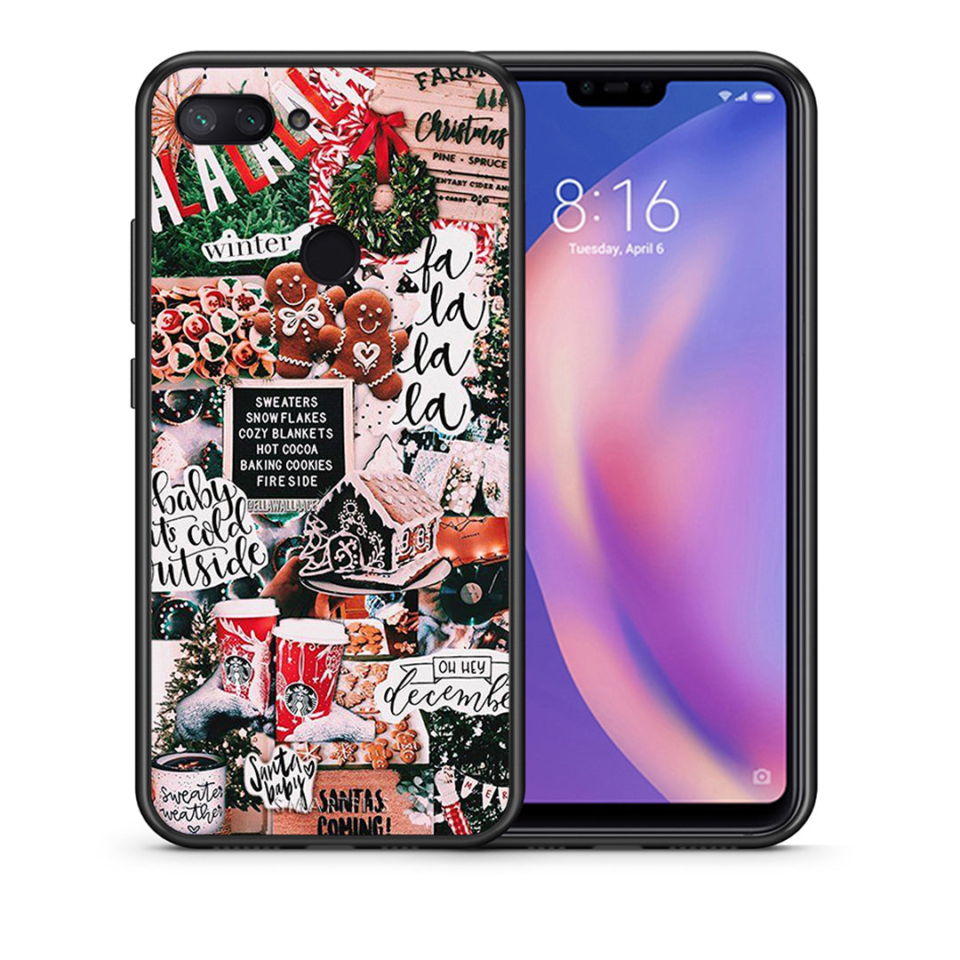 Θήκη Xiaomi Mi 8 Lite Xmas Habbits από τη Smartfits με σχέδιο στο πίσω μέρος και μαύρο περίβλημα | Xiaomi Mi 8 Lite Xmas Habbits case with colorful back and black bezels