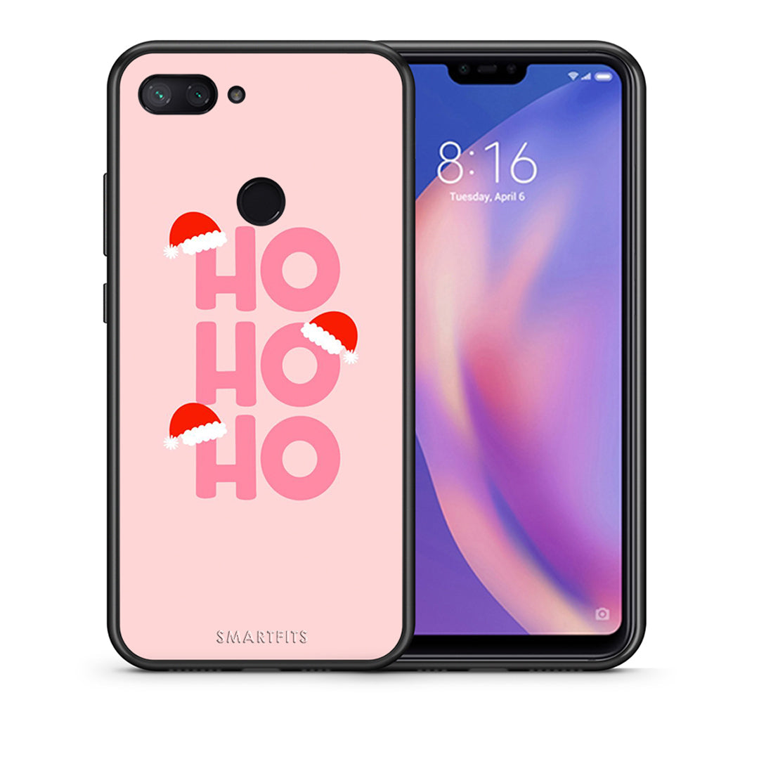 Θήκη Xiaomi Mi 8 Lite Xmas Ho Ho Ho από τη Smartfits με σχέδιο στο πίσω μέρος και μαύρο περίβλημα | Xiaomi Mi 8 Lite Xmas Ho Ho Ho case with colorful back and black bezels