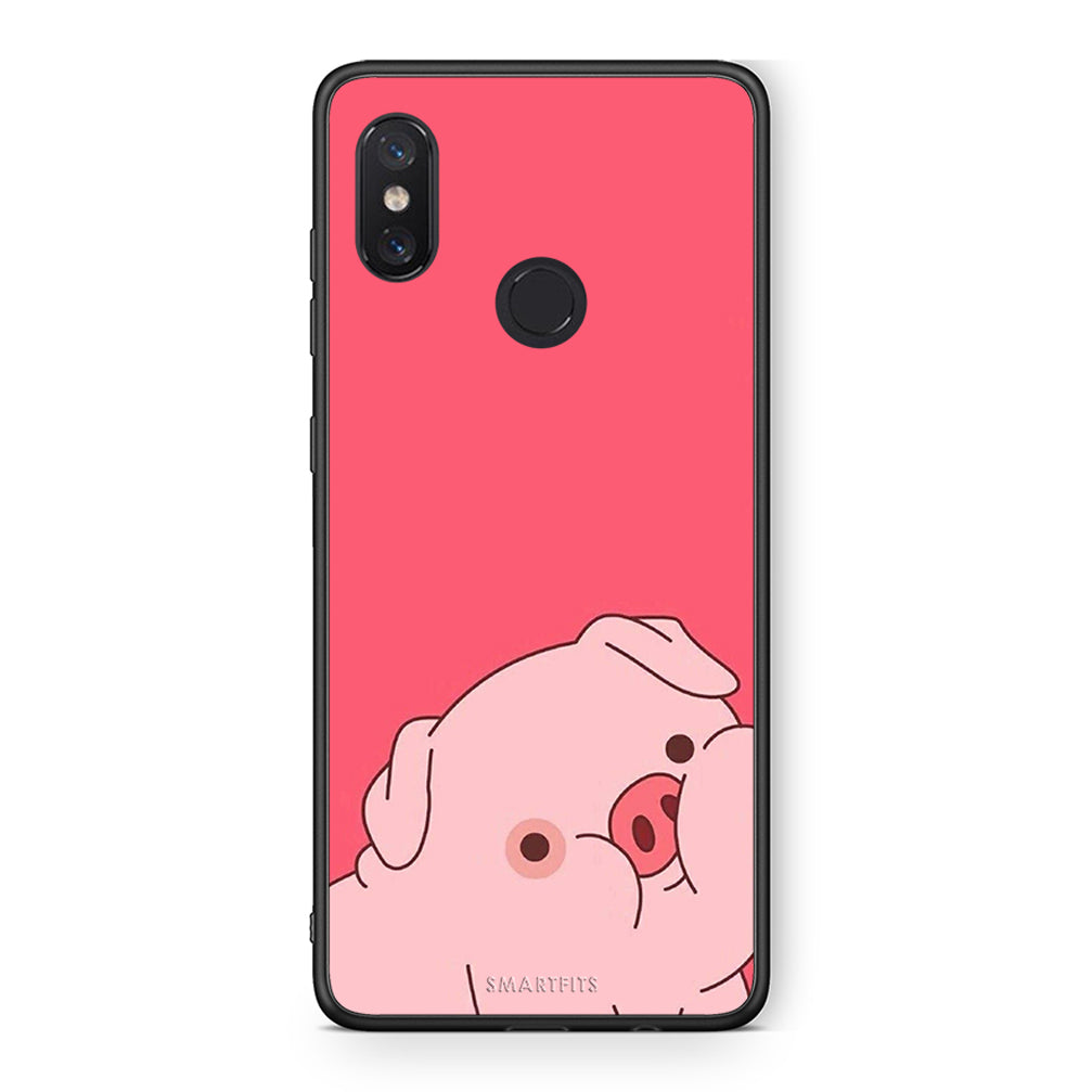 Xiaomi Mi 8 Pig Love 1 Θήκη Αγίου Βαλεντίνου από τη Smartfits με σχέδιο στο πίσω μέρος και μαύρο περίβλημα | Smartphone case with colorful back and black bezels by Smartfits