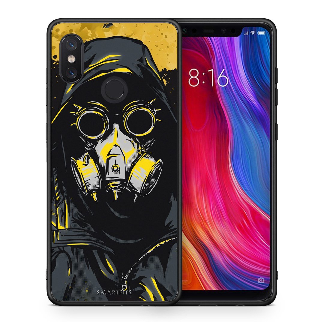 Θήκη Xiaomi Mi 8 Mask PopArt από τη Smartfits με σχέδιο στο πίσω μέρος και μαύρο περίβλημα | Xiaomi Mi 8 Mask PopArt case with colorful back and black bezels