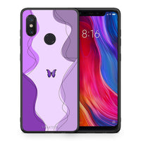 Thumbnail for Θήκη Αγίου Βαλεντίνου Xiaomi Mi 8 Purple Mariposa από τη Smartfits με σχέδιο στο πίσω μέρος και μαύρο περίβλημα | Xiaomi Mi 8 Purple Mariposa case with colorful back and black bezels