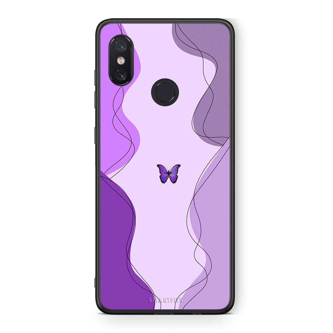 Xiaomi Mi 8 Purple Mariposa Θήκη Αγίου Βαλεντίνου από τη Smartfits με σχέδιο στο πίσω μέρος και μαύρο περίβλημα | Smartphone case with colorful back and black bezels by Smartfits