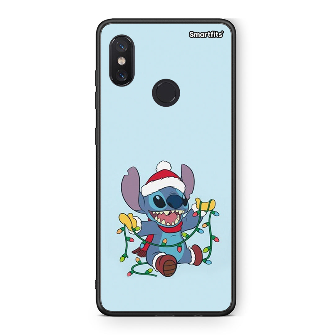 Xiaomi Mi 8 Santa Stich θήκη από τη Smartfits με σχέδιο στο πίσω μέρος και μαύρο περίβλημα | Smartphone case with colorful back and black bezels by Smartfits