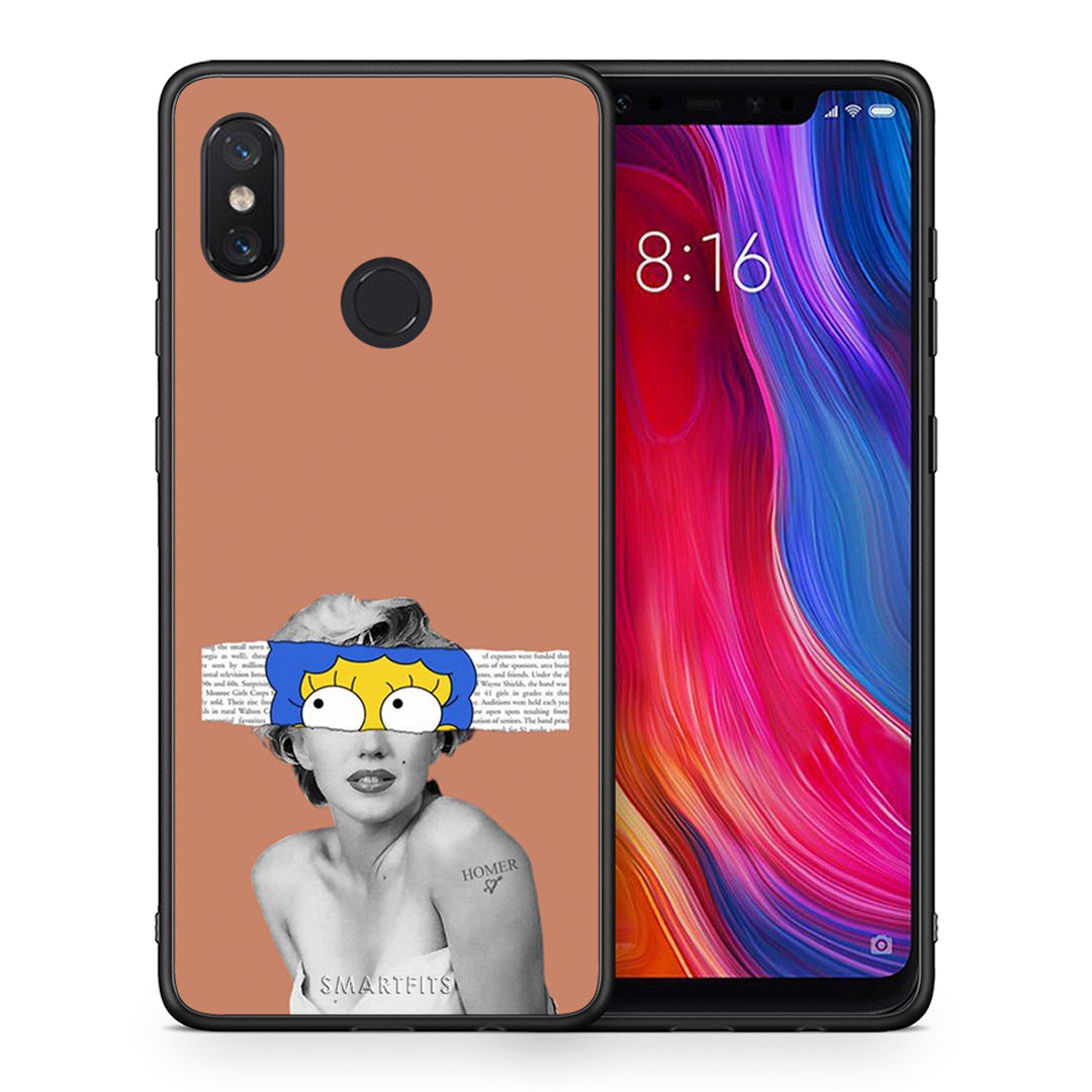 Θήκη Xiaomi Mi 8 Sim Merilyn από τη Smartfits με σχέδιο στο πίσω μέρος και μαύρο περίβλημα | Xiaomi Mi 8 Sim Merilyn case with colorful back and black bezels