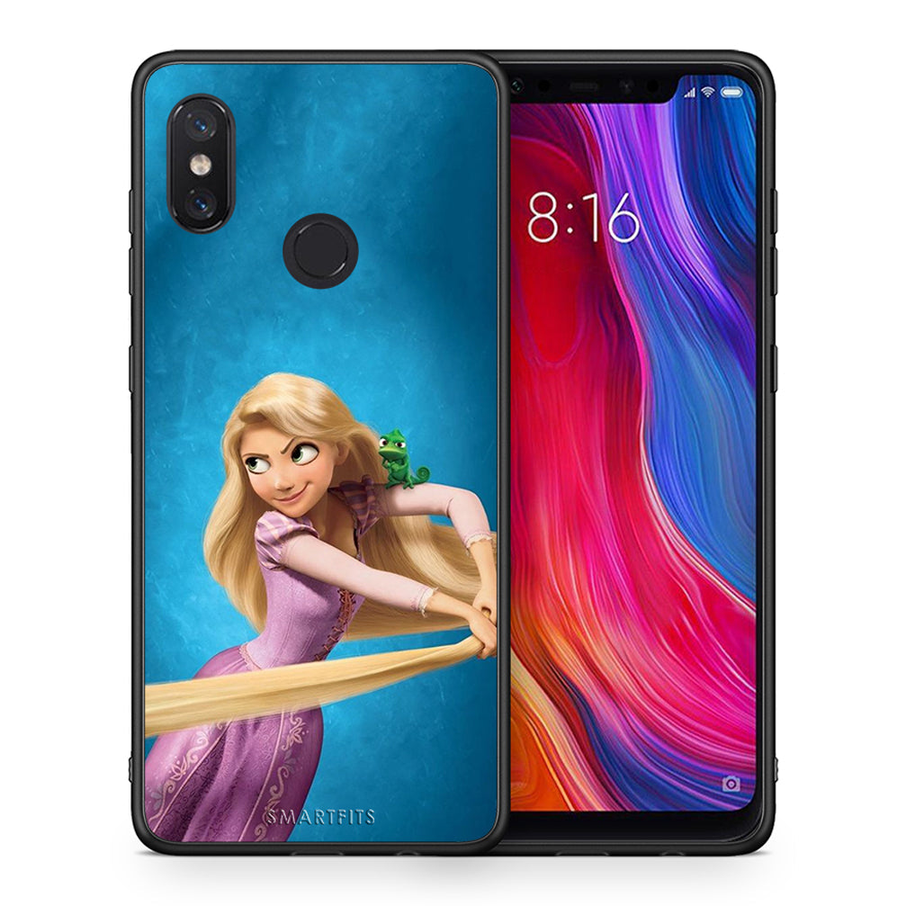 Θήκη Αγίου Βαλεντίνου Xiaomi Mi 8 Tangled 2 από τη Smartfits με σχέδιο στο πίσω μέρος και μαύρο περίβλημα | Xiaomi Mi 8 Tangled 2 case with colorful back and black bezels