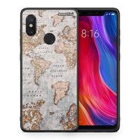 Thumbnail for Θήκη Xiaomi Mi 8 World Map από τη Smartfits με σχέδιο στο πίσω μέρος και μαύρο περίβλημα | Xiaomi Mi 8 World Map case with colorful back and black bezels