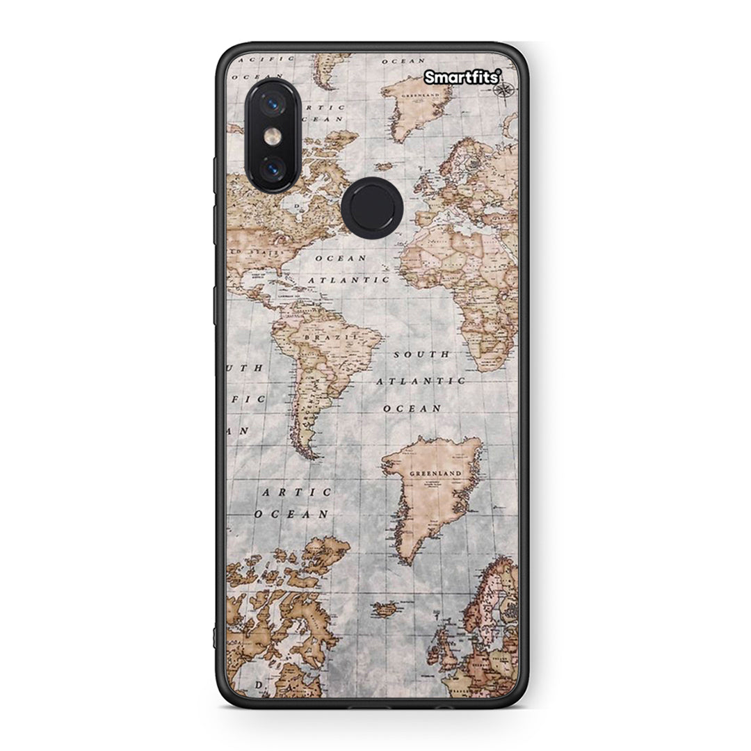 Xiaomi Mi 8 World Map Θήκη από τη Smartfits με σχέδιο στο πίσω μέρος και μαύρο περίβλημα | Smartphone case with colorful back and black bezels by Smartfits