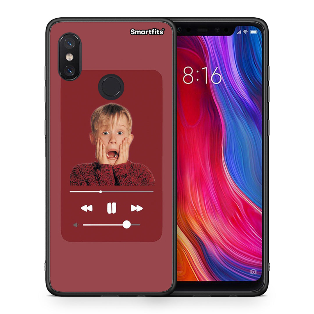 Θήκη Xiaomi Mi 8 Xmas Alone Music από τη Smartfits με σχέδιο στο πίσω μέρος και μαύρο περίβλημα | Xiaomi Mi 8 Xmas Alone Music case with colorful back and black bezels