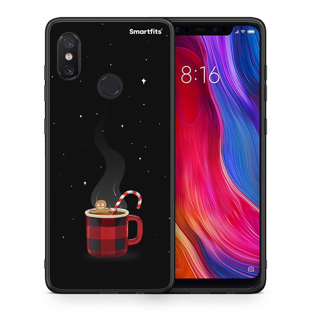 Θήκη Xiaomi Mi 8 Xmas Bathing από τη Smartfits με σχέδιο στο πίσω μέρος και μαύρο περίβλημα | Xiaomi Mi 8 Xmas Bathing case with colorful back and black bezels