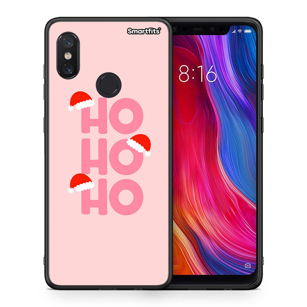 Θήκη Xiaomi Mi 8 Xmas Ho Ho Ho από τη Smartfits με σχέδιο στο πίσω μέρος και μαύρο περίβλημα | Xiaomi Mi 8 Xmas Ho Ho Ho case with colorful back and black bezels