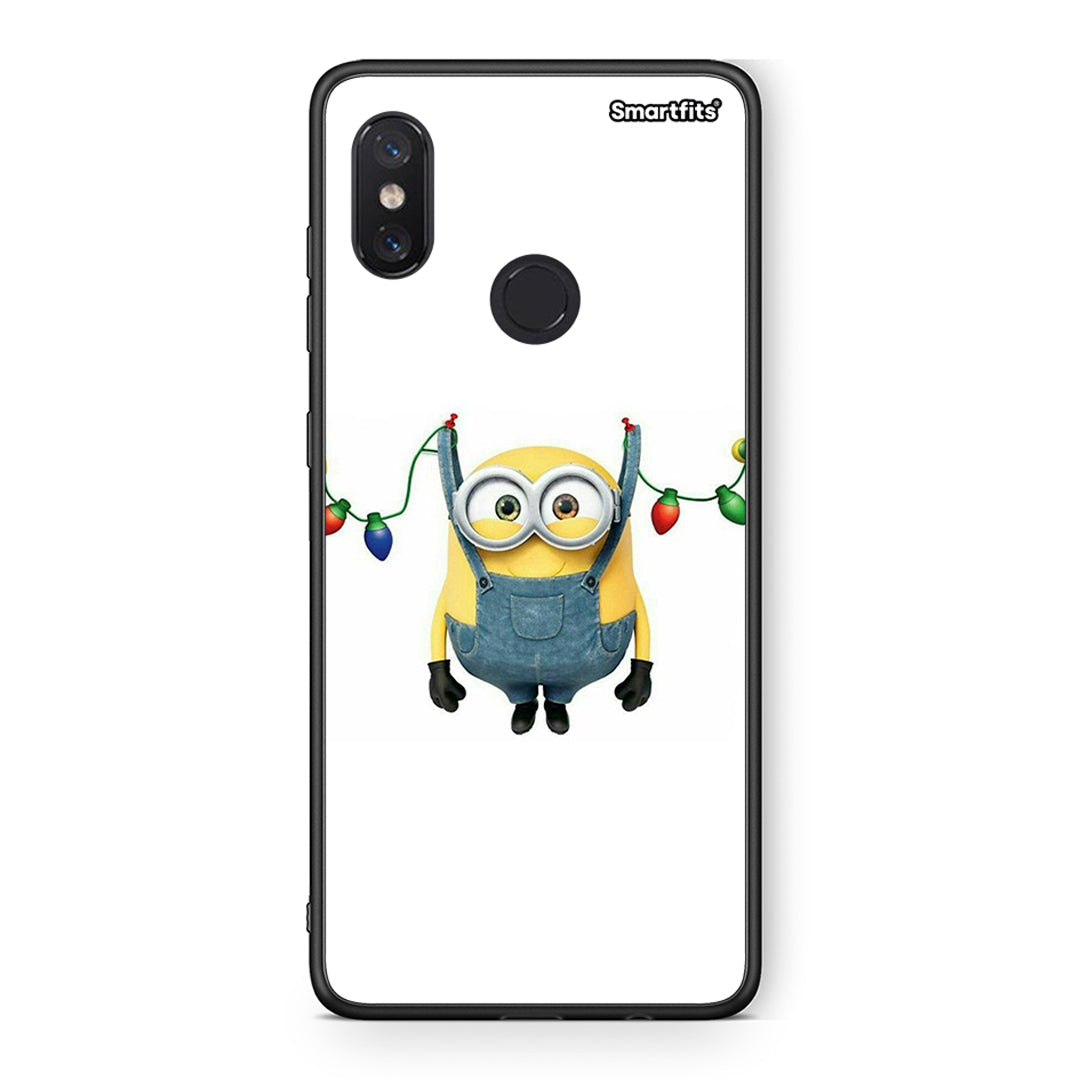 Xiaomi Mi 8 Xmas Minion Lights θήκη από τη Smartfits με σχέδιο στο πίσω μέρος και μαύρο περίβλημα | Smartphone case with colorful back and black bezels by Smartfits