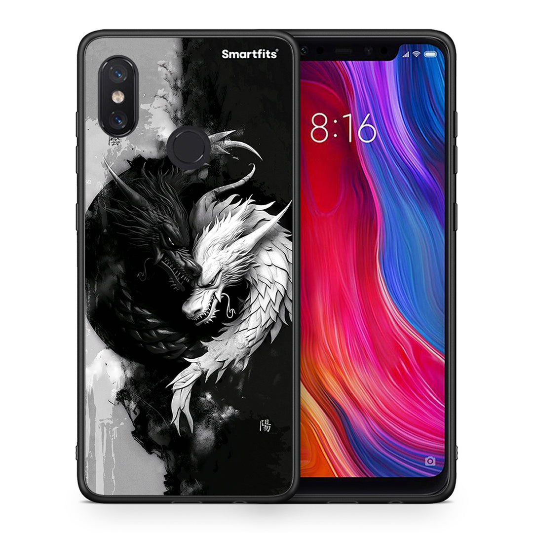 Θήκη Xiaomi Mi 8 Yin Yang από τη Smartfits με σχέδιο στο πίσω μέρος και μαύρο περίβλημα | Xiaomi Mi 8 Yin Yang case with colorful back and black bezels