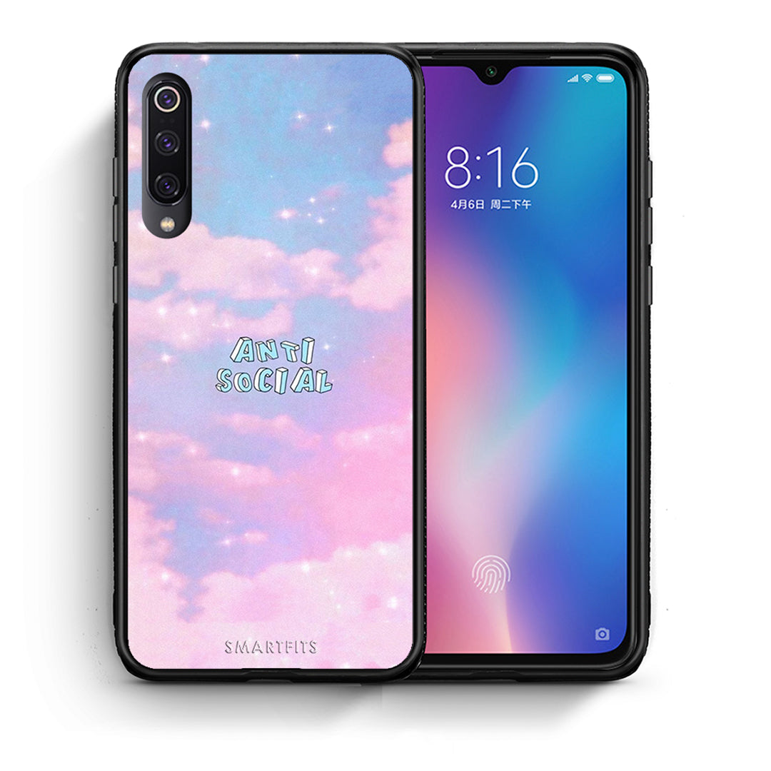 Θήκη Αγίου Βαλεντίνου Xiaomi Mi 9 Anti Social από τη Smartfits με σχέδιο στο πίσω μέρος και μαύρο περίβλημα | Xiaomi Mi 9 Anti Social case with colorful back and black bezels