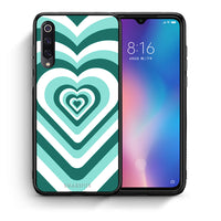 Thumbnail for Θήκη Xiaomi Mi 9 Green Hearts από τη Smartfits με σχέδιο στο πίσω μέρος και μαύρο περίβλημα | Xiaomi Mi 9 Green Hearts case with colorful back and black bezels
