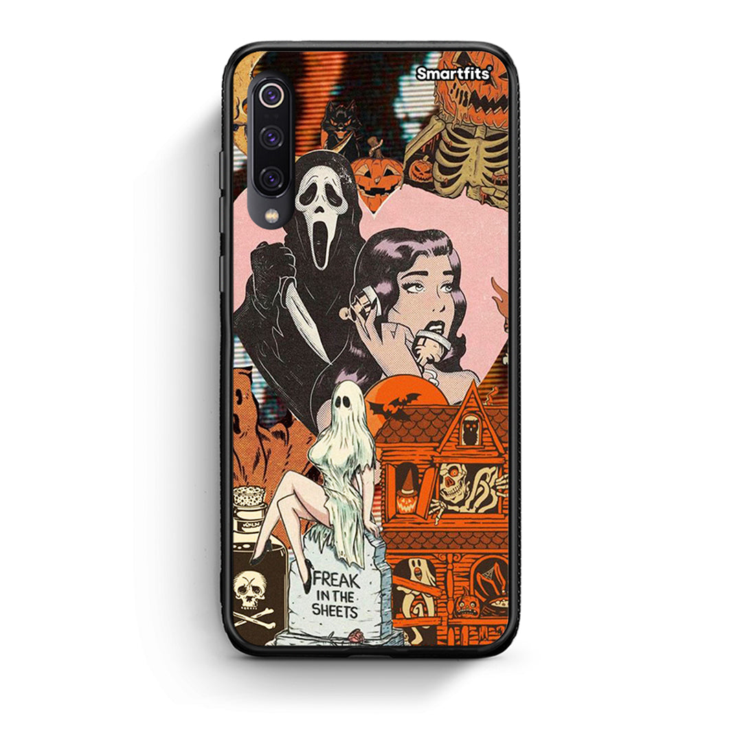 Xiaomi Mi 9 Halloween Collage Θήκη από τη Smartfits με σχέδιο στο πίσω μέρος και μαύρο περίβλημα | Smartphone case with colorful back and black bezels by Smartfits