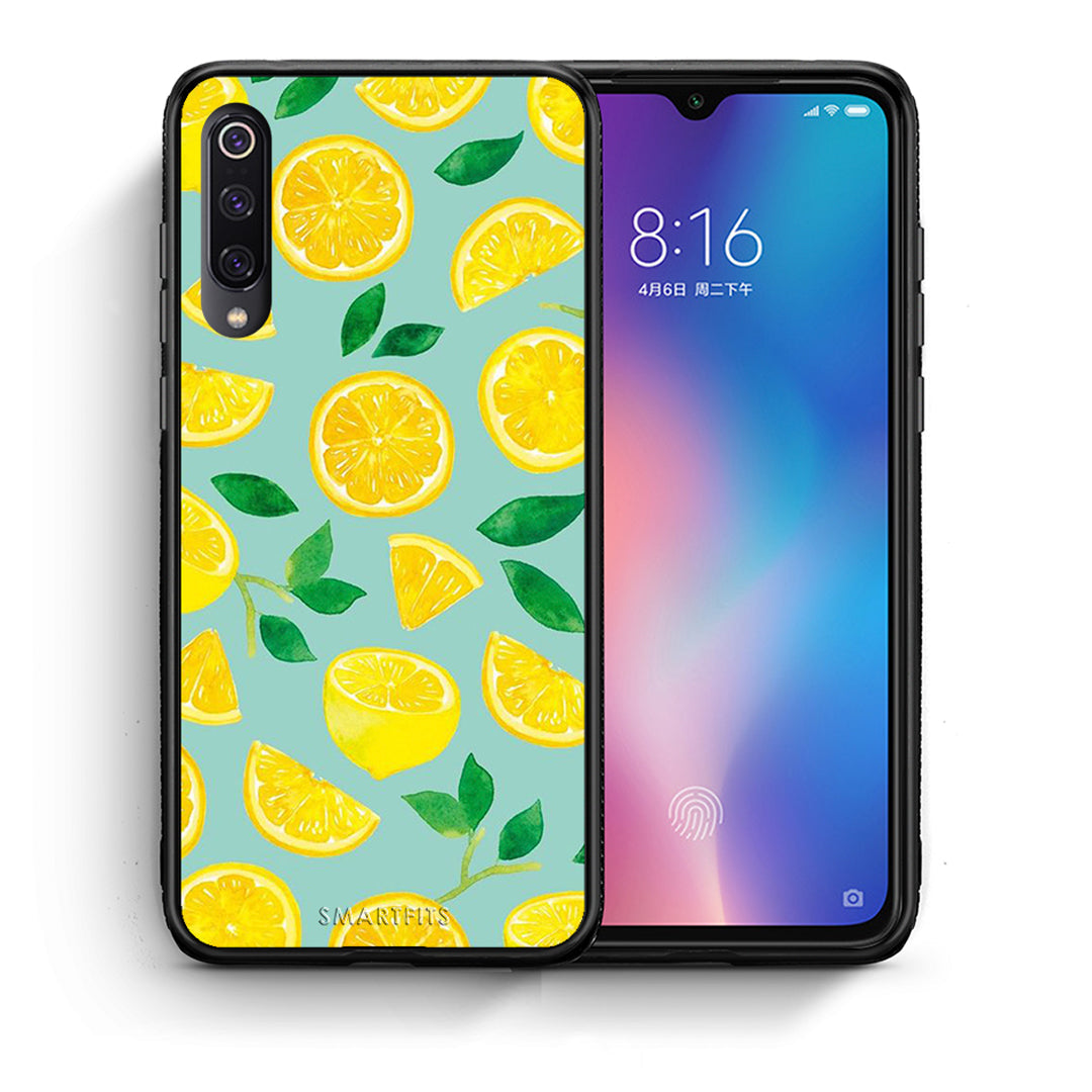 Θήκη Xiaomi Mi 9 Lemons από τη Smartfits με σχέδιο στο πίσω μέρος και μαύρο περίβλημα | Xiaomi Mi 9 Lemons case with colorful back and black bezels