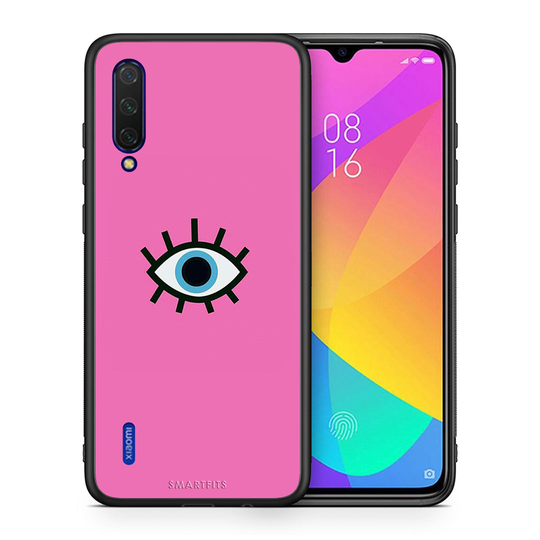 Θήκη Xiaomi Mi 9 Lite Blue Eye Pink από τη Smartfits με σχέδιο στο πίσω μέρος και μαύρο περίβλημα | Xiaomi Mi 9 Lite Blue Eye Pink case with colorful back and black bezels