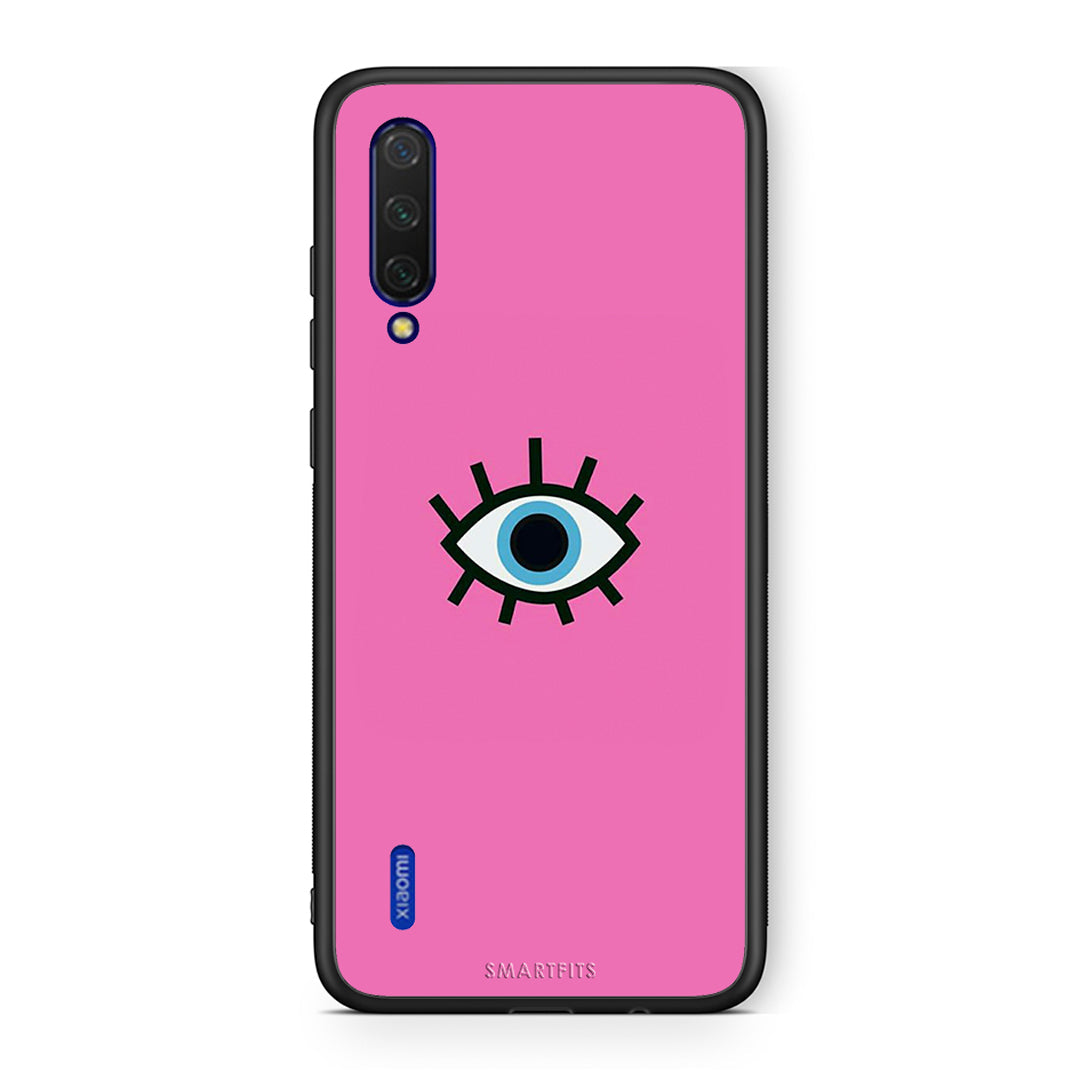 Xiaomi Mi 9 Lite Blue Eye Pink θήκη από τη Smartfits με σχέδιο στο πίσω μέρος και μαύρο περίβλημα | Smartphone case with colorful back and black bezels by Smartfits