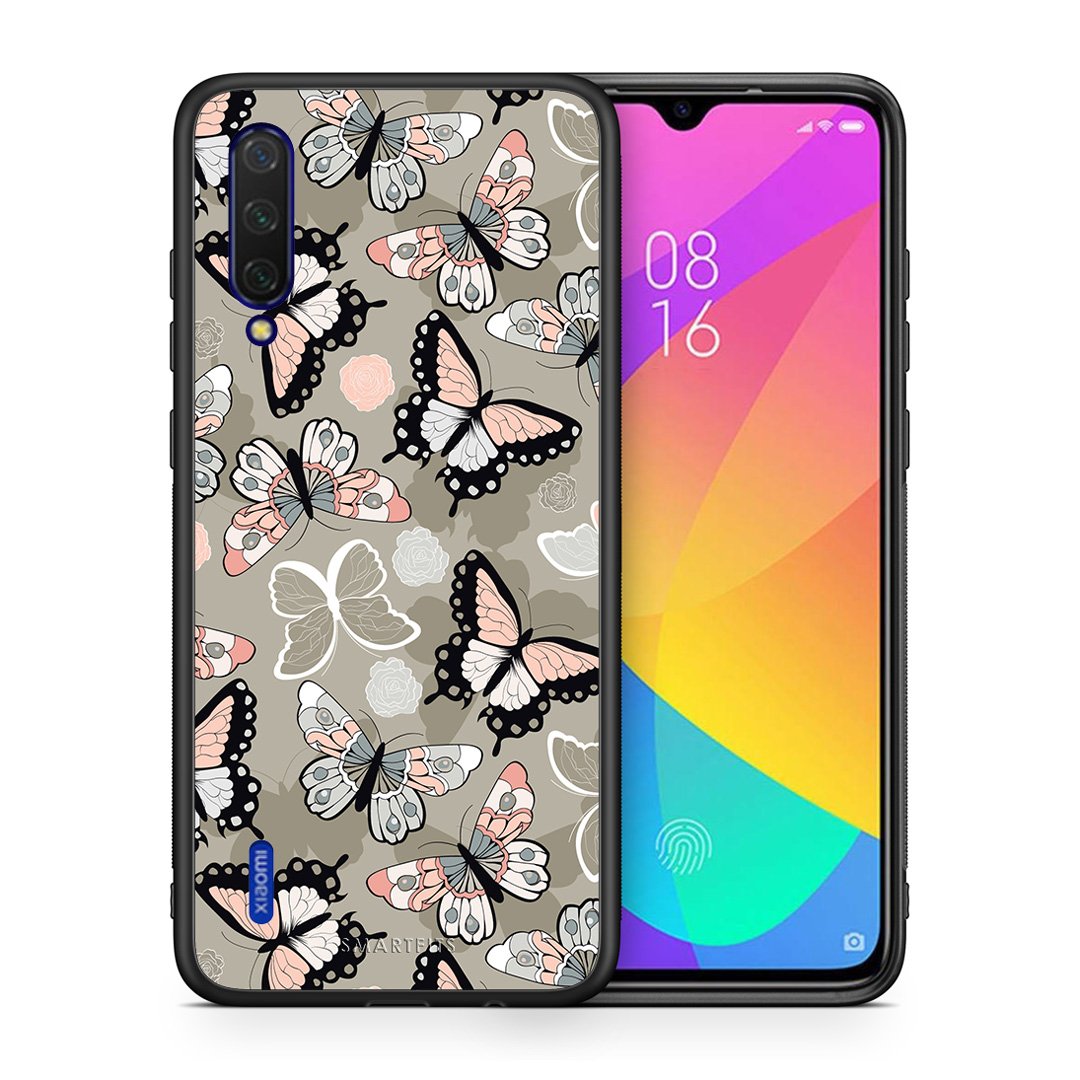 Θήκη Xiaomi Mi 9 Lite Butterflies Boho από τη Smartfits με σχέδιο στο πίσω μέρος και μαύρο περίβλημα | Xiaomi Mi 9 Lite Butterflies Boho case with colorful back and black bezels