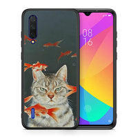 Thumbnail for Θήκη Xiaomi Mi 9 Lite Cat Goldfish από τη Smartfits με σχέδιο στο πίσω μέρος και μαύρο περίβλημα | Xiaomi Mi 9 Lite Cat Goldfish case with colorful back and black bezels