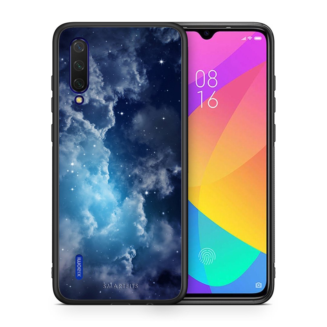 Θήκη Xiaomi Mi 9 Lite Blue Sky Galaxy από τη Smartfits με σχέδιο στο πίσω μέρος και μαύρο περίβλημα | Xiaomi Mi 9 Lite Blue Sky Galaxy case with colorful back and black bezels