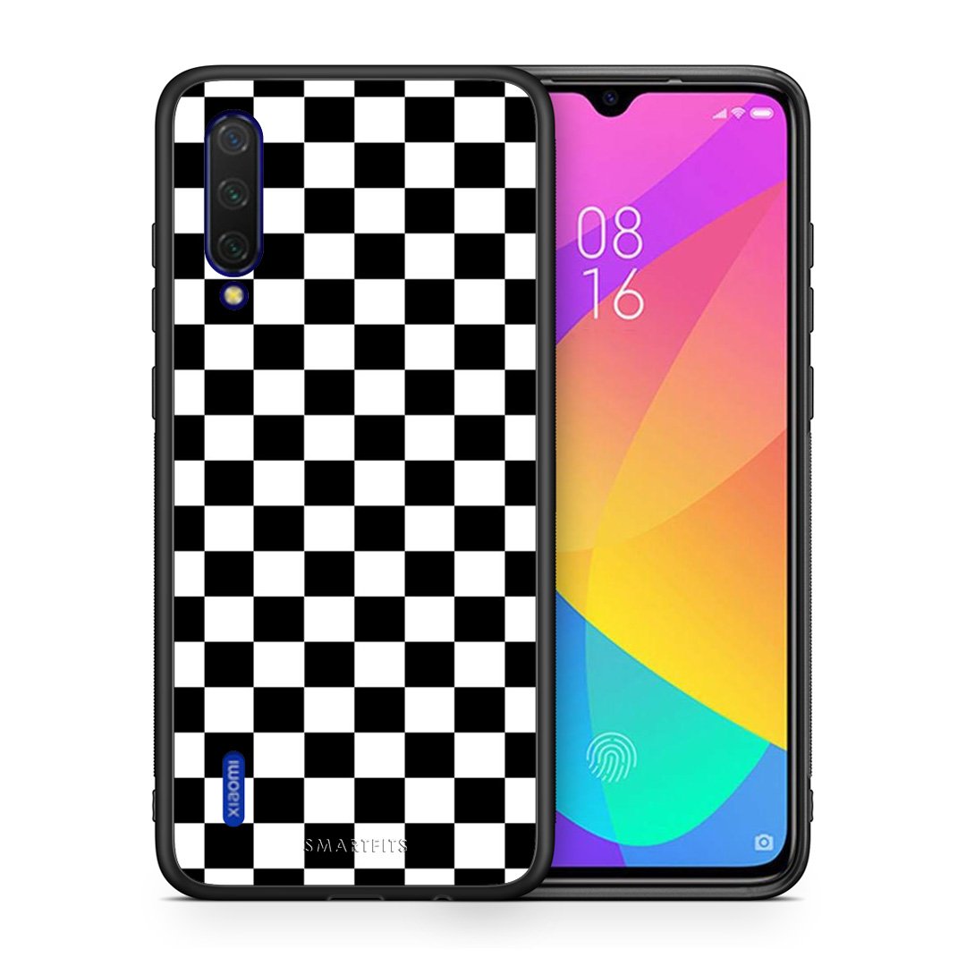 Θήκη Xiaomi Mi 9 Lite Squares Geometric από τη Smartfits με σχέδιο στο πίσω μέρος και μαύρο περίβλημα | Xiaomi Mi 9 Lite Squares Geometric case with colorful back and black bezels