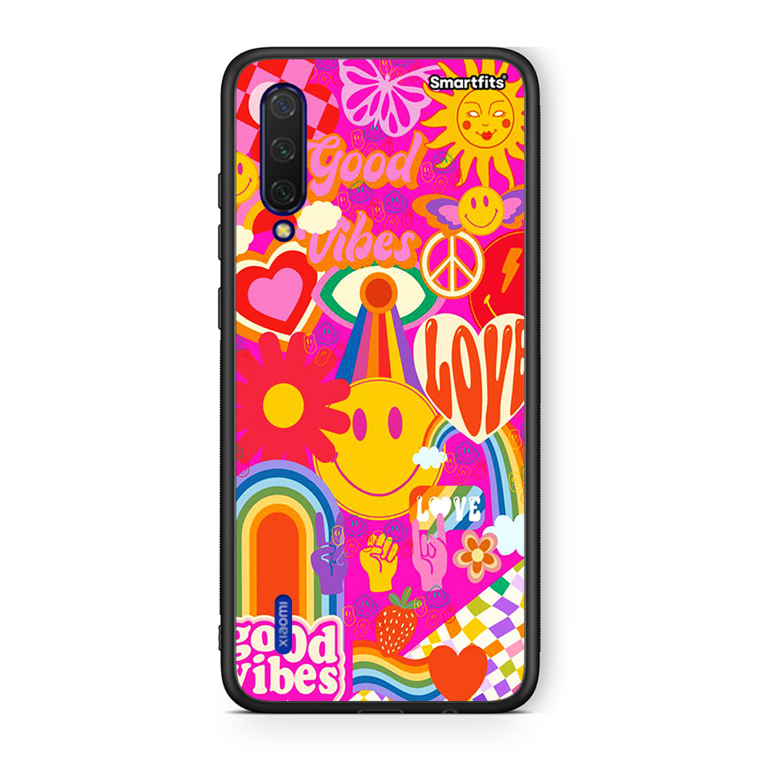 Xiaomi Mi 9 Lite Hippie Love θήκη από τη Smartfits με σχέδιο στο πίσω μέρος και μαύρο περίβλημα | Smartphone case with colorful back and black bezels by Smartfits