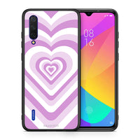 Thumbnail for Θήκη Xiaomi Mi 9 Lite Lilac Hearts από τη Smartfits με σχέδιο στο πίσω μέρος και μαύρο περίβλημα | Xiaomi Mi 9 Lite Lilac Hearts case with colorful back and black bezels