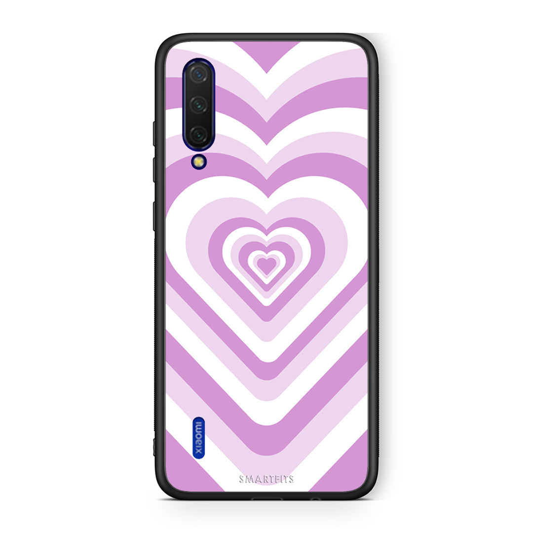 Xiaomi Mi 9 Lite Lilac Hearts θήκη από τη Smartfits με σχέδιο στο πίσω μέρος και μαύρο περίβλημα | Smartphone case with colorful back and black bezels by Smartfits