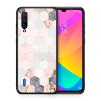 Thumbnail for Θήκη Xiaomi Mi 9 Lite Hexagon Pink Marble από τη Smartfits με σχέδιο στο πίσω μέρος και μαύρο περίβλημα | Xiaomi Mi 9 Lite Hexagon Pink Marble case with colorful back and black bezels
