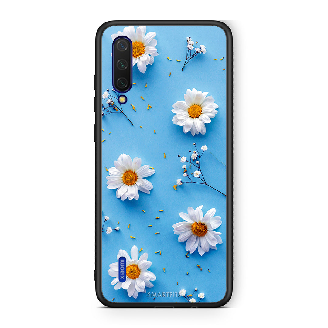 Xiaomi Mi 9 Lite Real Daisies θήκη από τη Smartfits με σχέδιο στο πίσω μέρος και μαύρο περίβλημα | Smartphone case with colorful back and black bezels by Smartfits