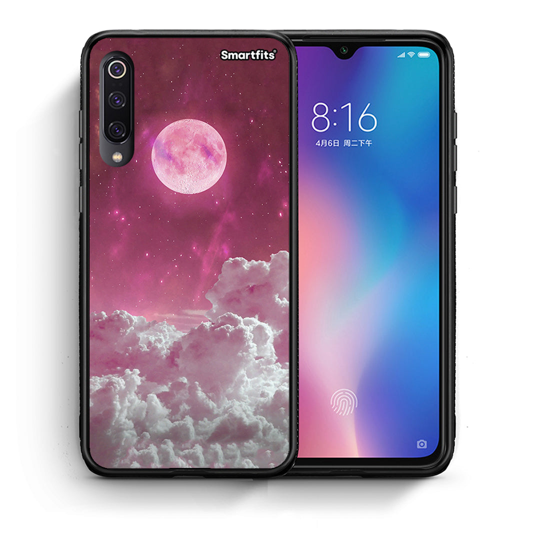 Θήκη Xiaomi Mi 9 Pink Moon από τη Smartfits με σχέδιο στο πίσω μέρος και μαύρο περίβλημα | Xiaomi Mi 9 Pink Moon case with colorful back and black bezels