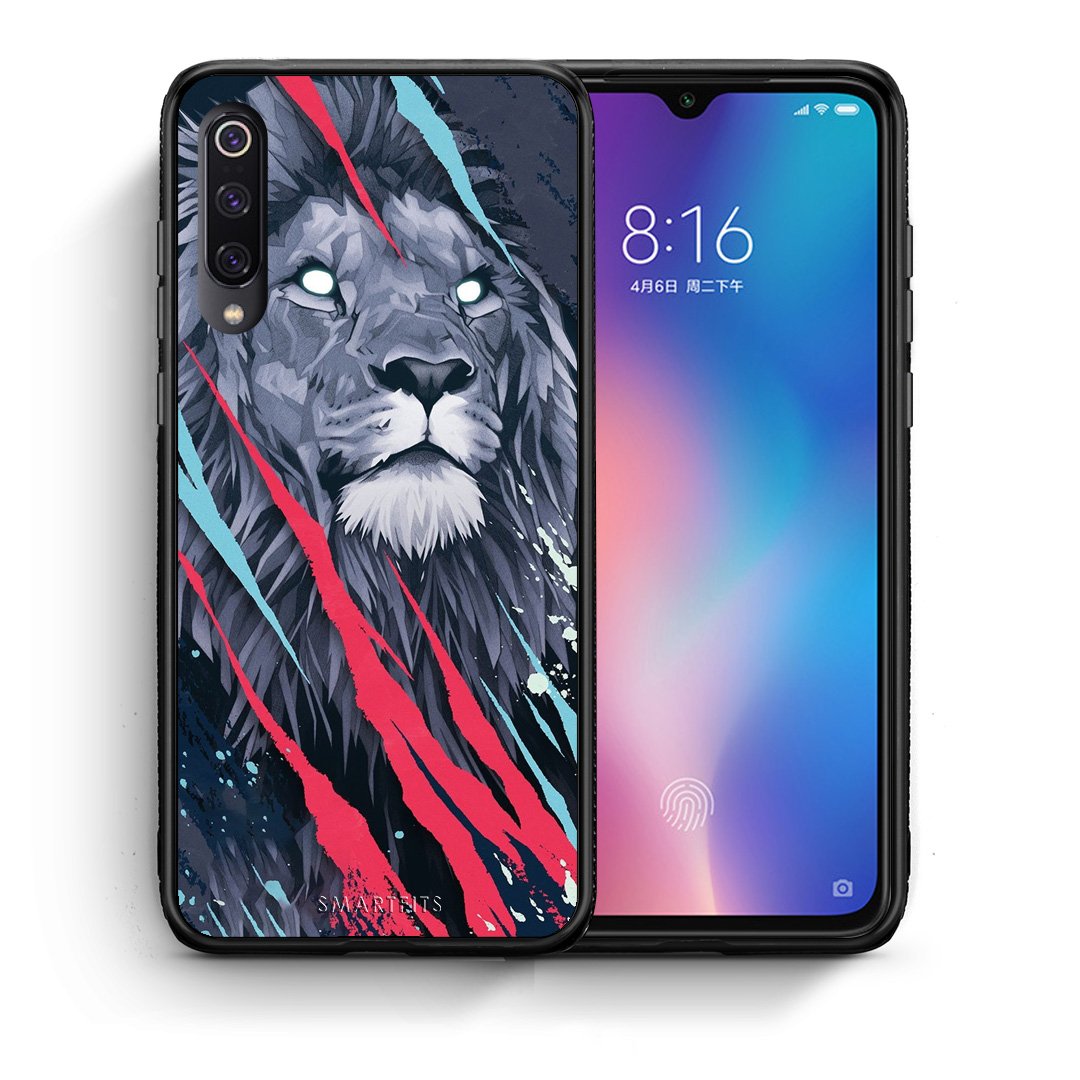 Θήκη Xiaomi Mi 9 Lion Designer PopArt από τη Smartfits με σχέδιο στο πίσω μέρος και μαύρο περίβλημα | Xiaomi Mi 9 Lion Designer PopArt case with colorful back and black bezels