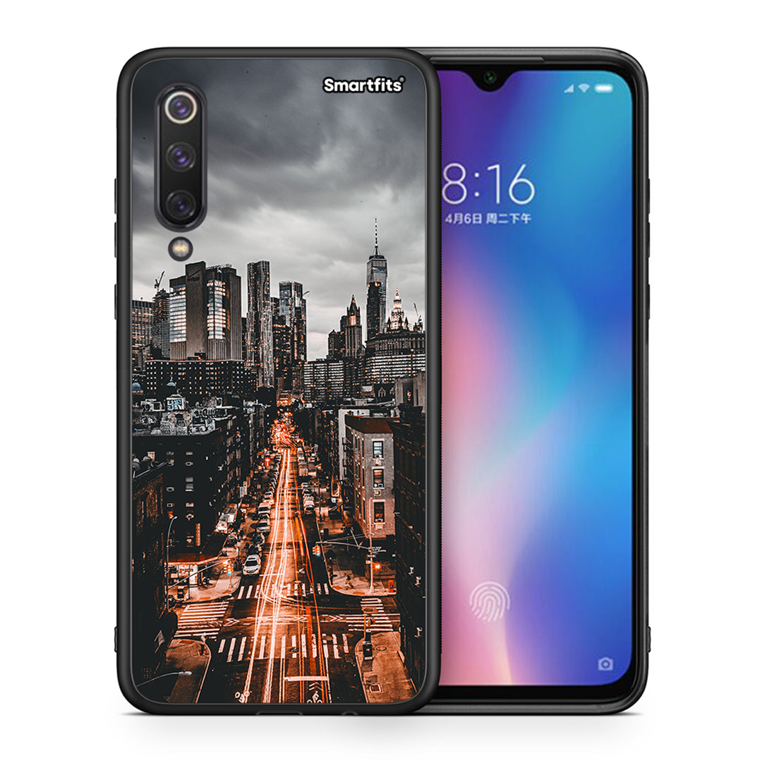 Θήκη Xiaomi Mi 9 SE City Lights από τη Smartfits με σχέδιο στο πίσω μέρος και μαύρο περίβλημα | Xiaomi Mi 9 SE City Lights case with colorful back and black bezels