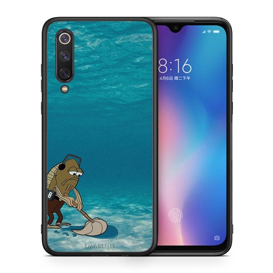 Θήκη Xiaomi Mi 9 SE Clean The Ocean από τη Smartfits με σχέδιο στο πίσω μέρος και μαύρο περίβλημα | Xiaomi Mi 9 SE Clean The Ocean case with colorful back and black bezels