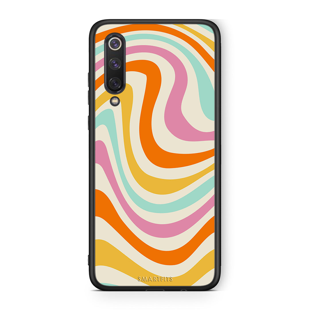 Xiaomi Mi 9 SE Colourful Waves θήκη από τη Smartfits με σχέδιο στο πίσω μέρος και μαύρο περίβλημα | Smartphone case with colorful back and black bezels by Smartfits