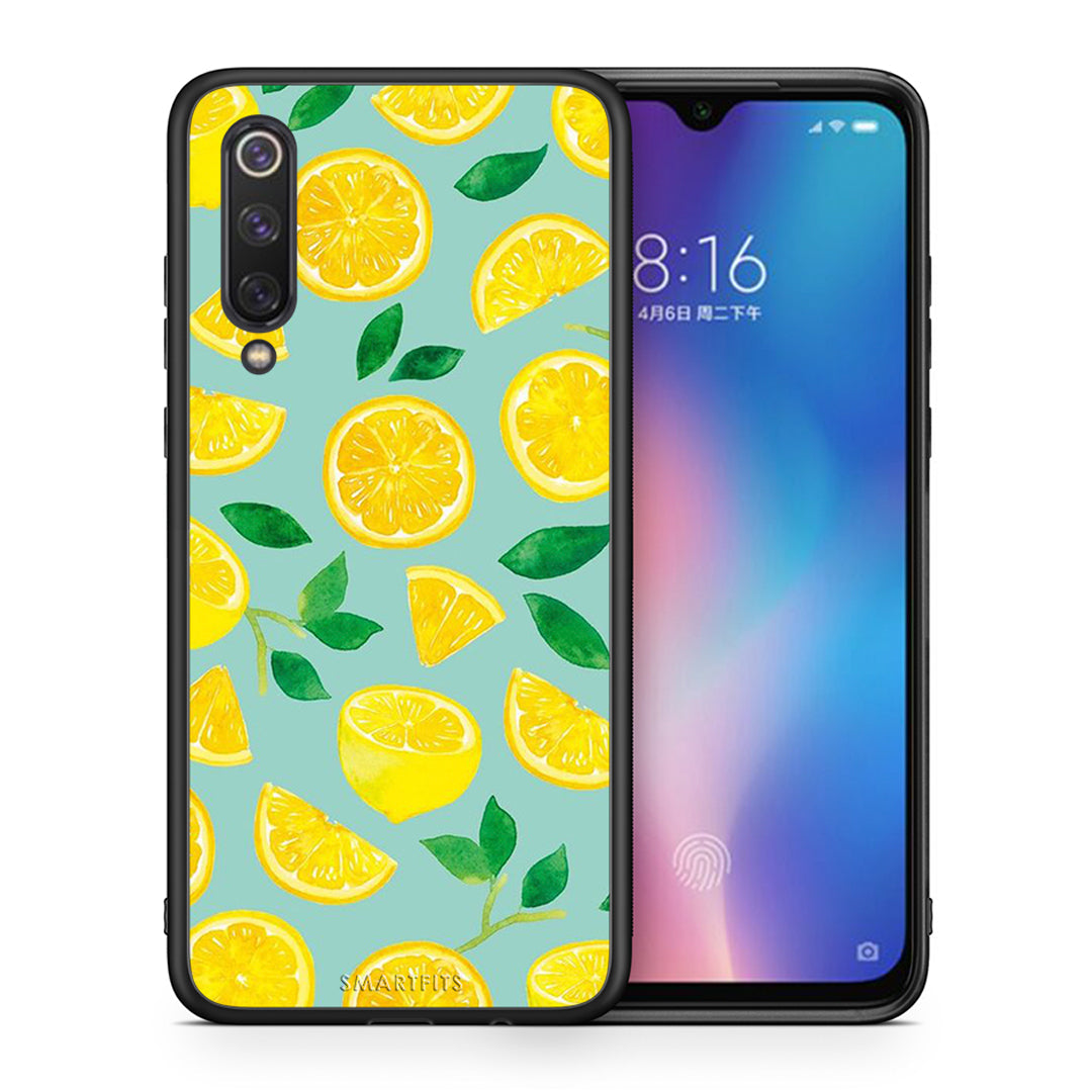 Θήκη Xiaomi Mi 9 SE Lemons από τη Smartfits με σχέδιο στο πίσω μέρος και μαύρο περίβλημα | Xiaomi Mi 9 SE Lemons case with colorful back and black bezels