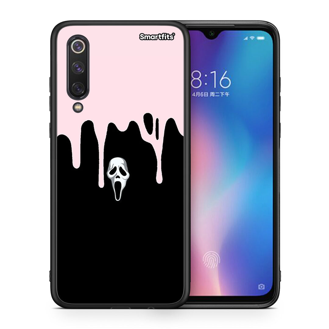 Θήκη Xiaomi Mi 9 SE Melting Halloween Mask από τη Smartfits με σχέδιο στο πίσω μέρος και μαύρο περίβλημα | Xiaomi Mi 9 SE Melting Halloween Mask case with colorful back and black bezels