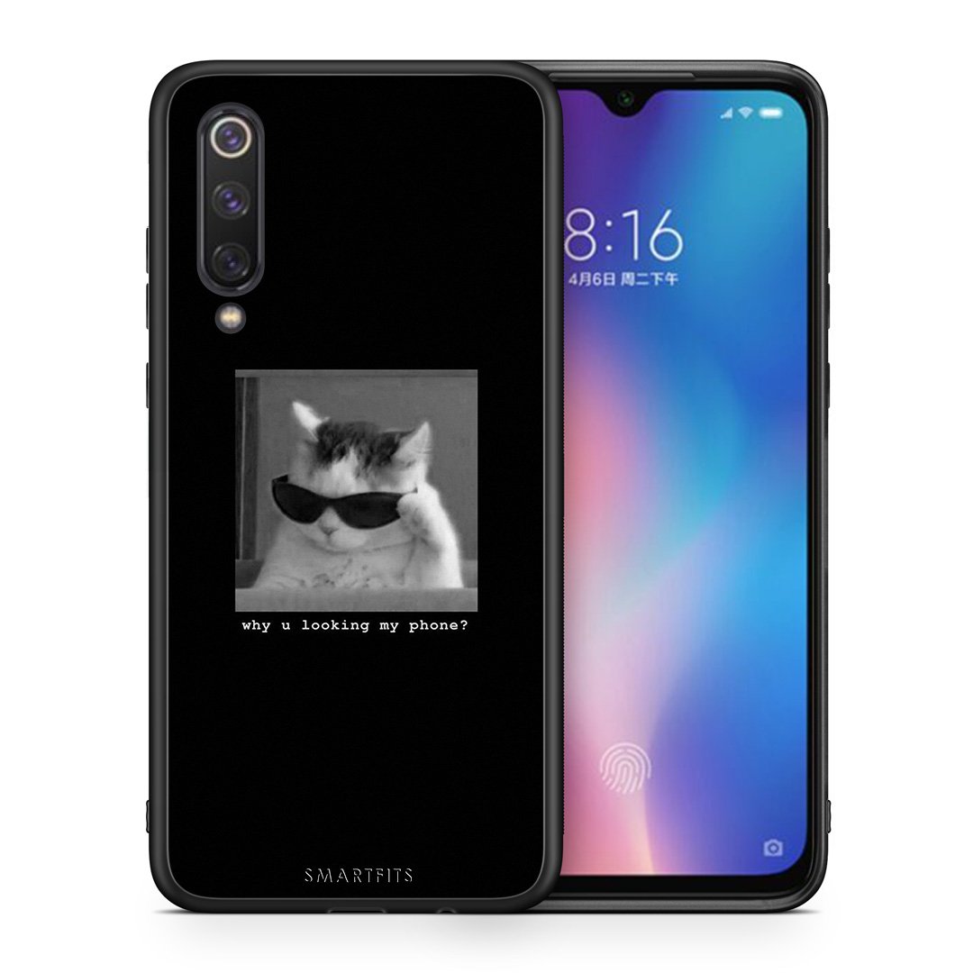 Θήκη Xiaomi Mi 9 SE Meme Cat από τη Smartfits με σχέδιο στο πίσω μέρος και μαύρο περίβλημα | Xiaomi Mi 9 SE Meme Cat case with colorful back and black bezels