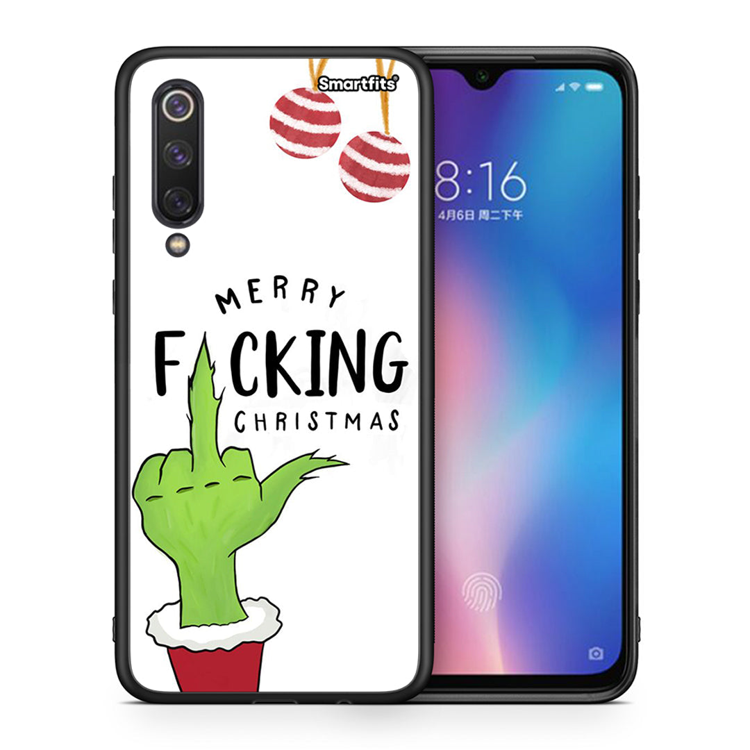 Θήκη Xiaomi Mi 9 SE Merry F Xmas από τη Smartfits με σχέδιο στο πίσω μέρος και μαύρο περίβλημα | Xiaomi Mi 9 SE Merry F Xmas case with colorful back and black bezels