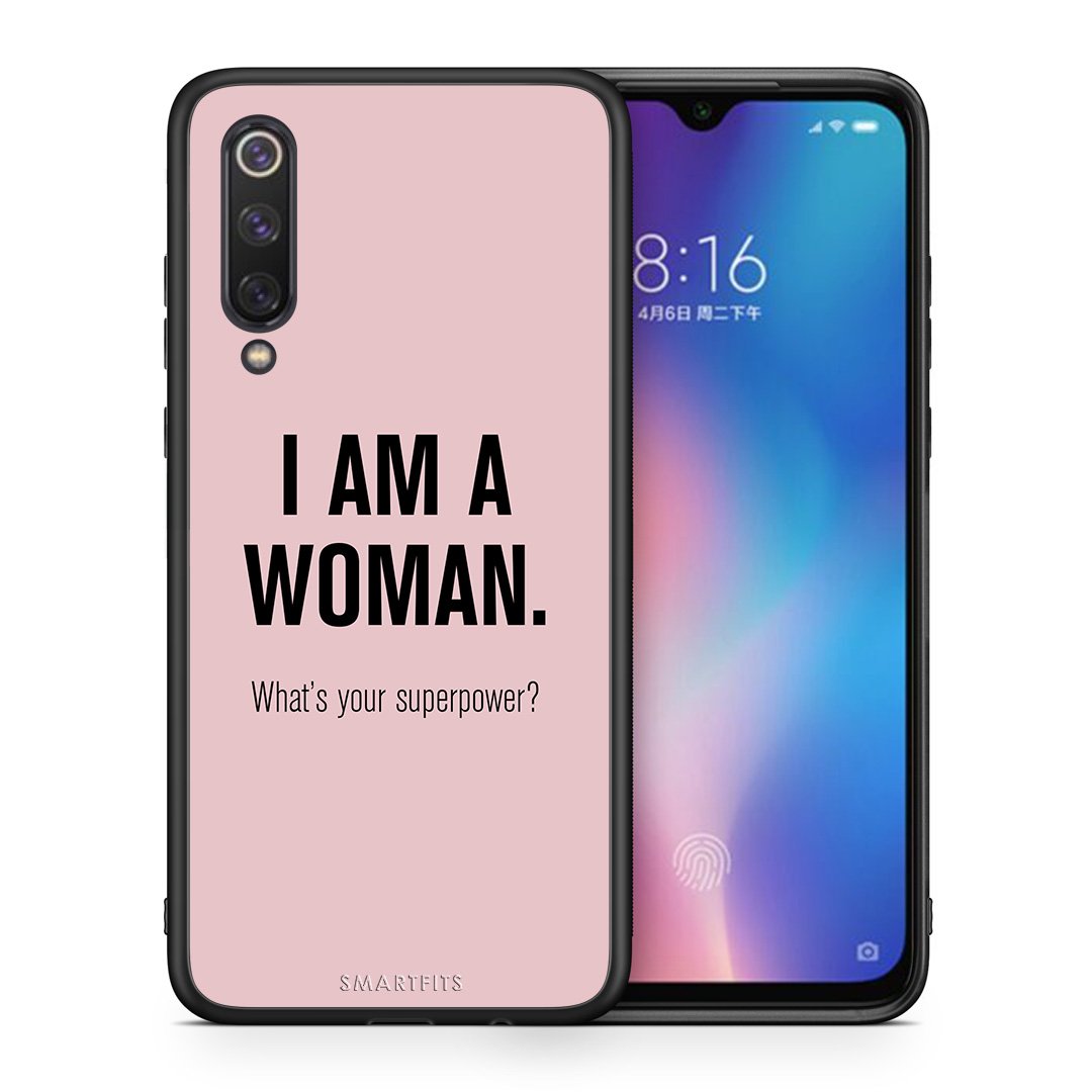 Θήκη Xiaomi Mi 9 SE Superpower Woman από τη Smartfits με σχέδιο στο πίσω μέρος και μαύρο περίβλημα | Xiaomi Mi 9 SE Superpower Woman case with colorful back and black bezels