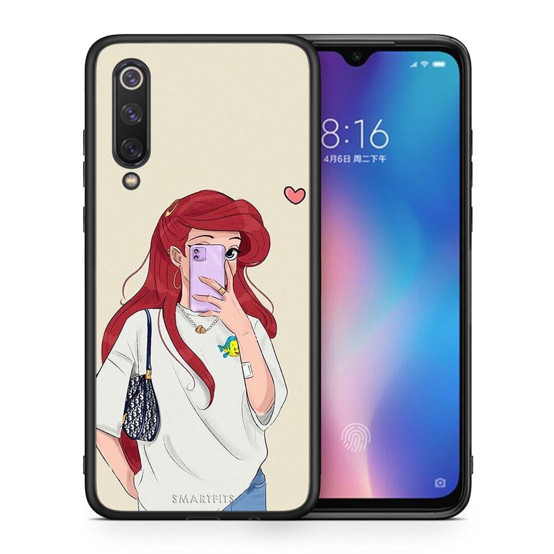 Θήκη Xiaomi Mi 9 SE Walking Mermaid από τη Smartfits με σχέδιο στο πίσω μέρος και μαύρο περίβλημα | Xiaomi Mi 9 SE Walking Mermaid case with colorful back and black bezels