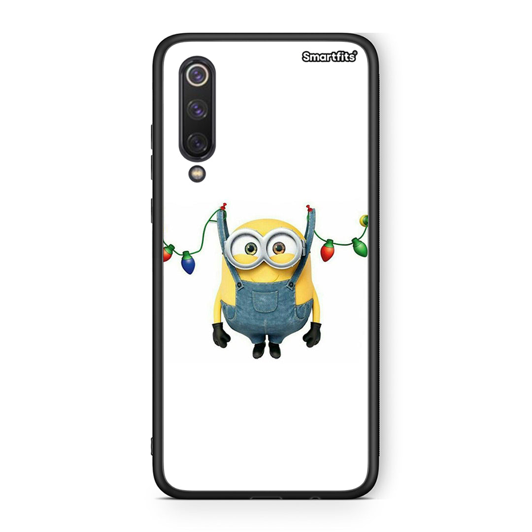 Xiaomi Mi 9 SE Xmas Minion Lights θήκη από τη Smartfits με σχέδιο στο πίσω μέρος και μαύρο περίβλημα | Smartphone case with colorful back and black bezels by Smartfits