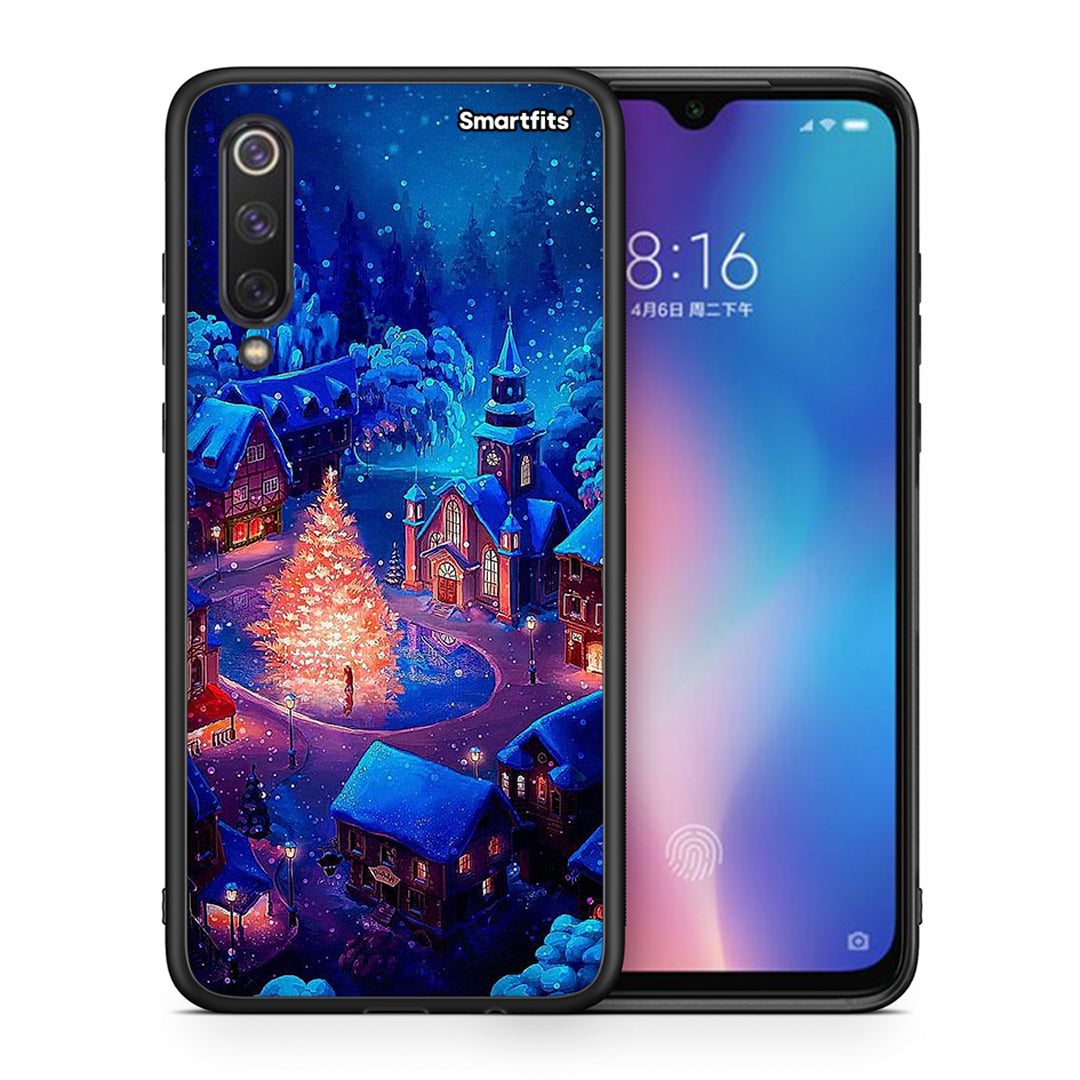 Θήκη Xiaomi Mi 9 SE Xmas Village από τη Smartfits με σχέδιο στο πίσω μέρος και μαύρο περίβλημα | Xiaomi Mi 9 SE Xmas Village case with colorful back and black bezels