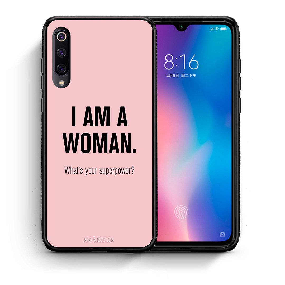 Θήκη Xiaomi Mi 9 Superpower Woman από τη Smartfits με σχέδιο στο πίσω μέρος και μαύρο περίβλημα | Xiaomi Mi 9 Superpower Woman case with colorful back and black bezels