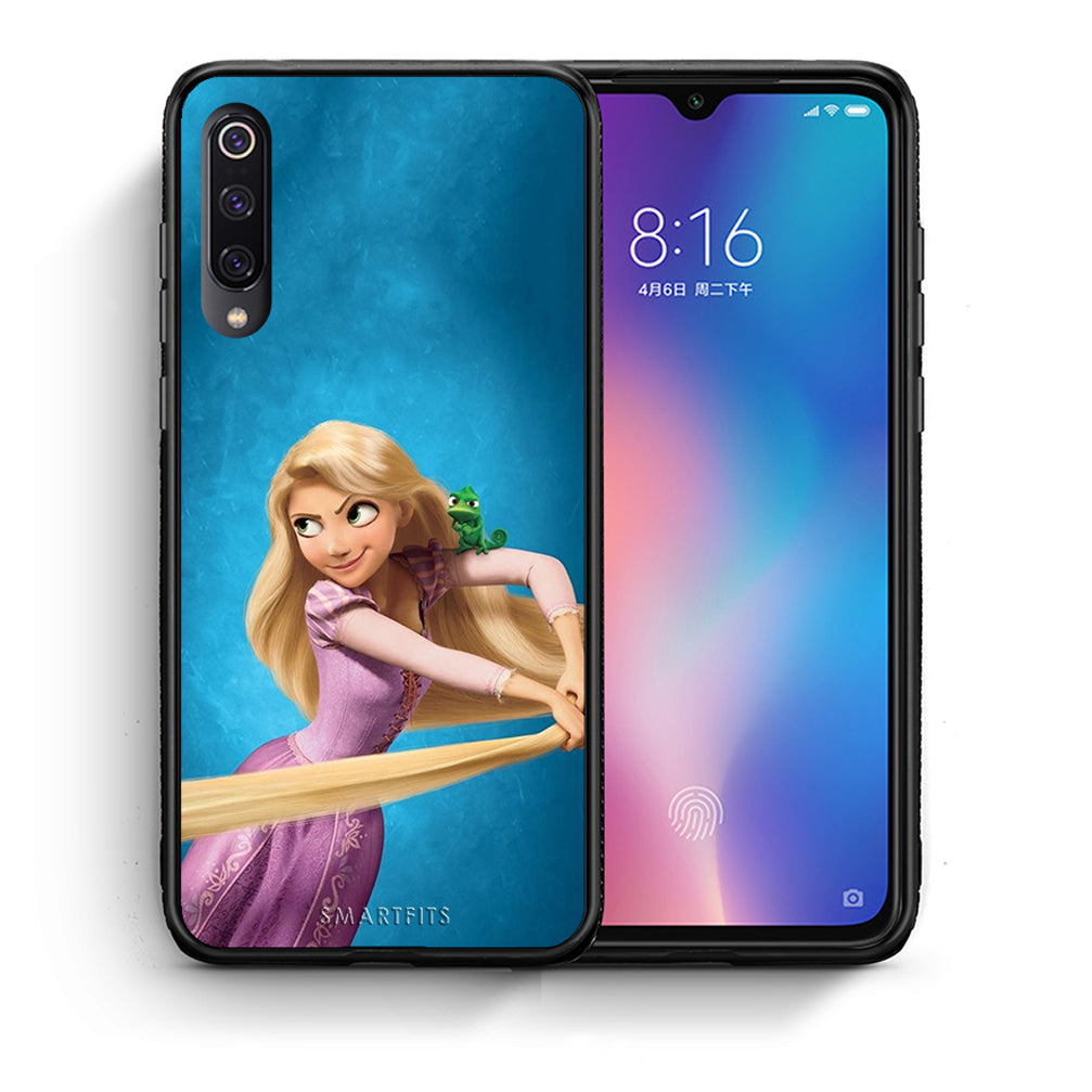 Θήκη Αγίου Βαλεντίνου Xiaomi Mi 9 Tangled 2 από τη Smartfits με σχέδιο στο πίσω μέρος και μαύρο περίβλημα | Xiaomi Mi 9 Tangled 2 case with colorful back and black bezels